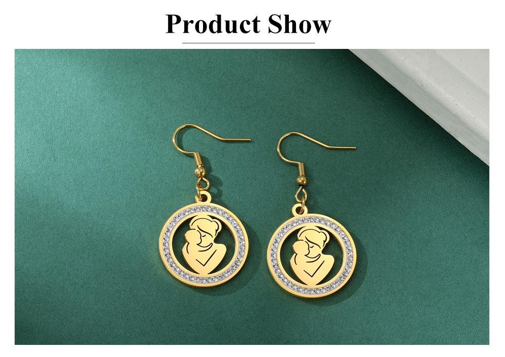 Cazador Clear Zircon Mom Baby Pregnant Mother Round Dangle Earrings Stainless Steel Jewelry Earrings Mother's Day Gift 2026