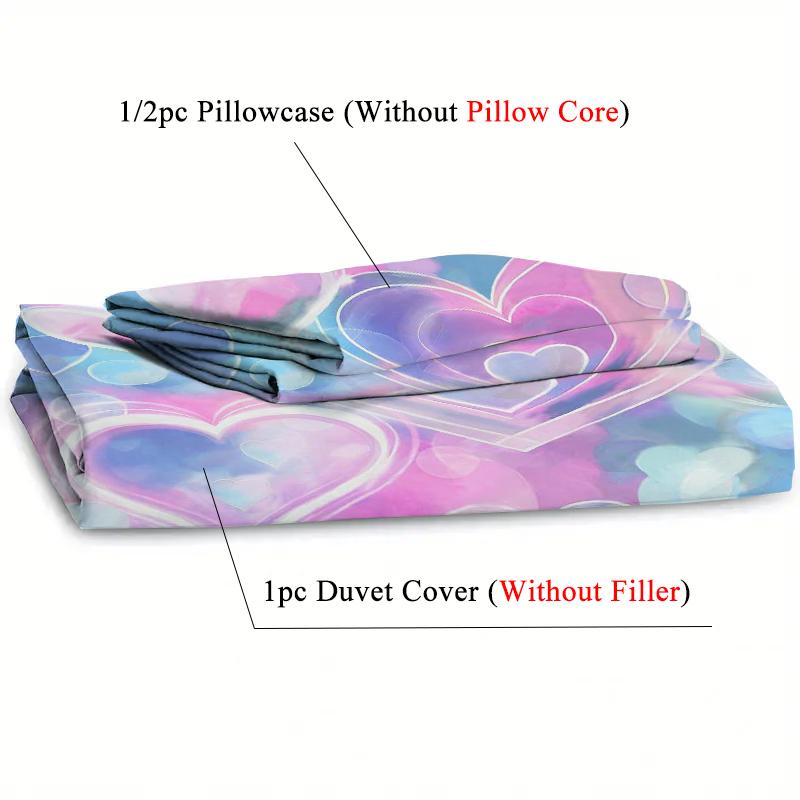 Комплект постельного белья с 3D-печатью с узором в форме сердца, Домашний текстиль в мечтательном стиле, Мягкий и удобный роскошный пододеяльник