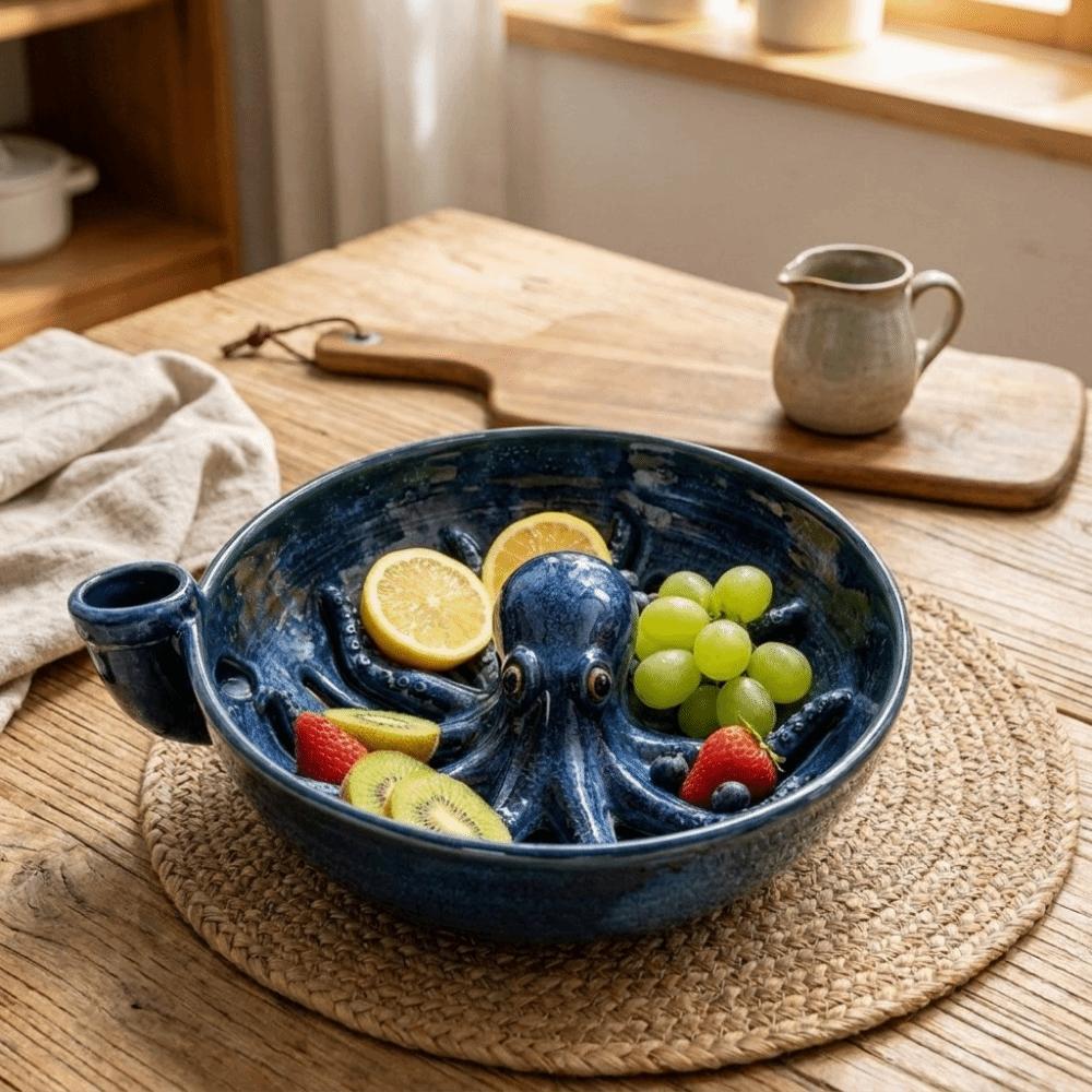 Octopus Automatic Berry Rinse Bowl Drainage Holes Berry Washer Berry Spinner Colander Blueberries