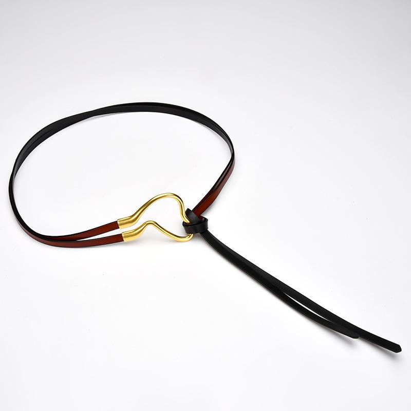 Belt Leather Women'S Simple Thin Belt Women'S Suit Dress Knotted Fashion Belt