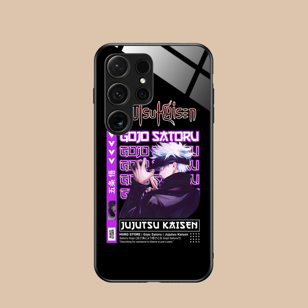 Чехол для телефона Jujutsu Kaisen Сатору Годжо для Samsung Galaxy S26 S25 S24 S23 S22 S21 S20 Note20 Plus FE Ultra Стеклянный Цветной Чехол