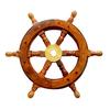 Nautical Wooden Ship Steering Wheel Pirate Decor Wood Brass Fishing Wall Boat 30.48 Cm