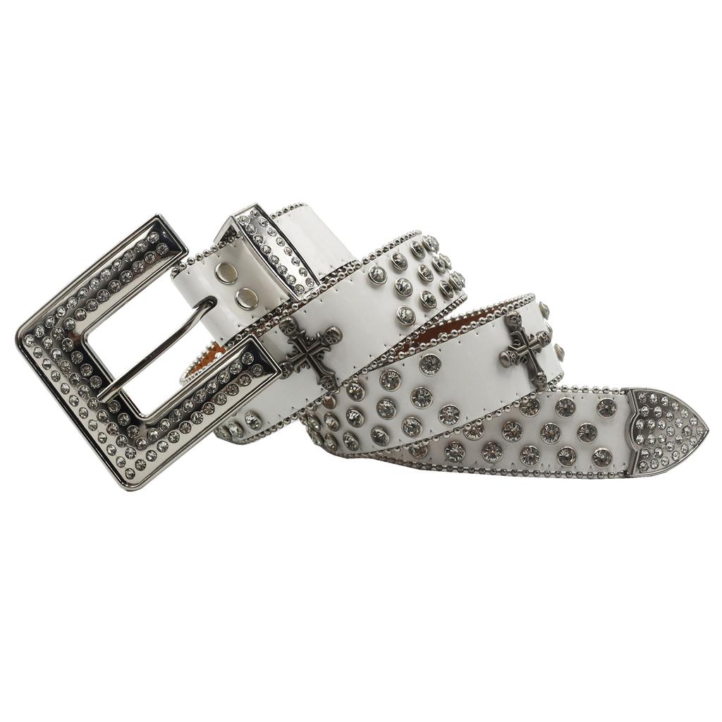 Квадратная пряжка со стразами Западный страз Джинсовый трендовый ремень Вечеринка Сцена Дизайн Крест