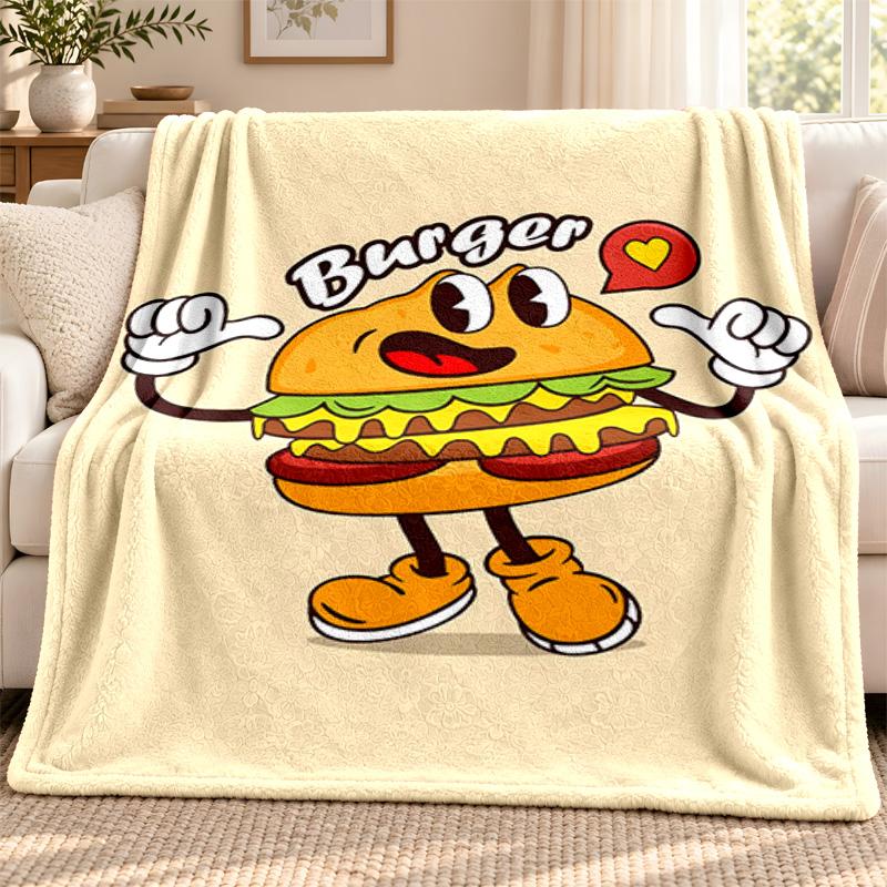 Burger Pommes blanket Flannel Blanket Soft Cozy Plush Throw for Sofa Bed Lightweight Home Decoration Outdoor camping
