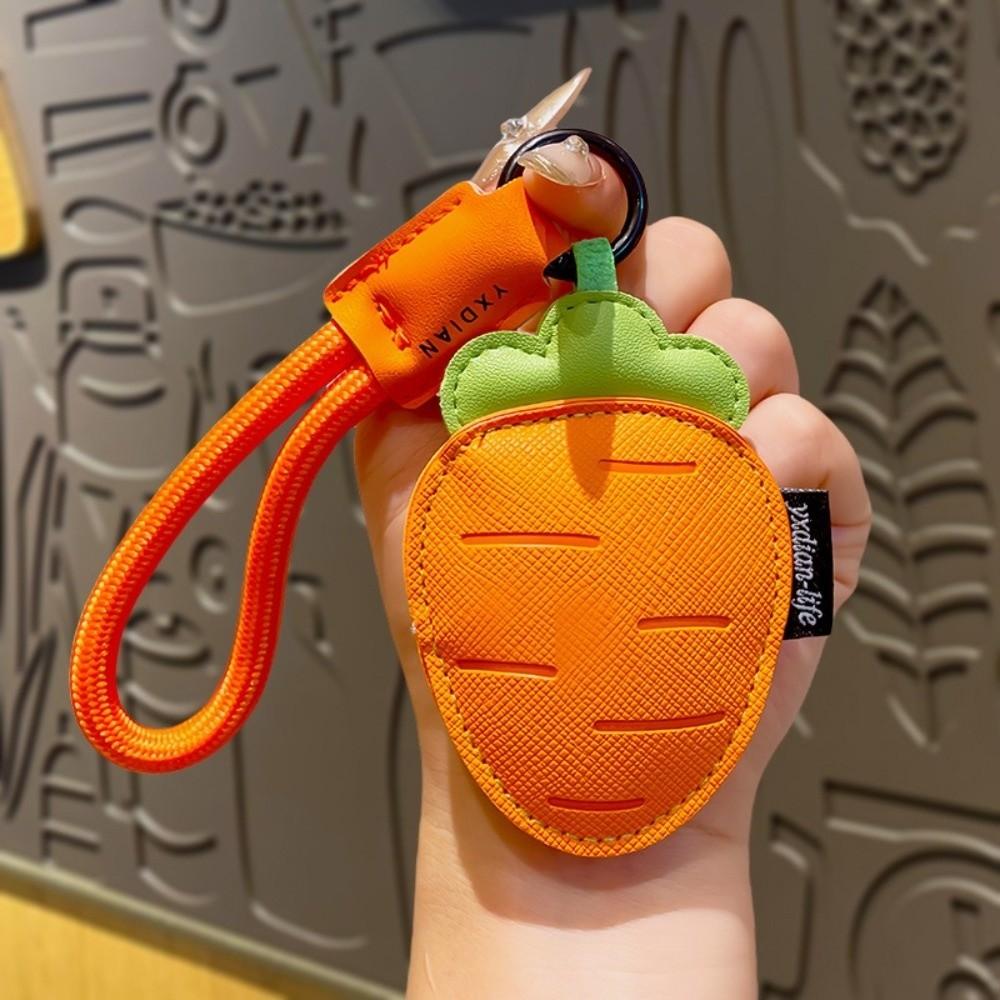 Eggplant Vegetable Keychain Carrot Car Keyring Cute PU Leather Bag Pendant  Girl/Boy