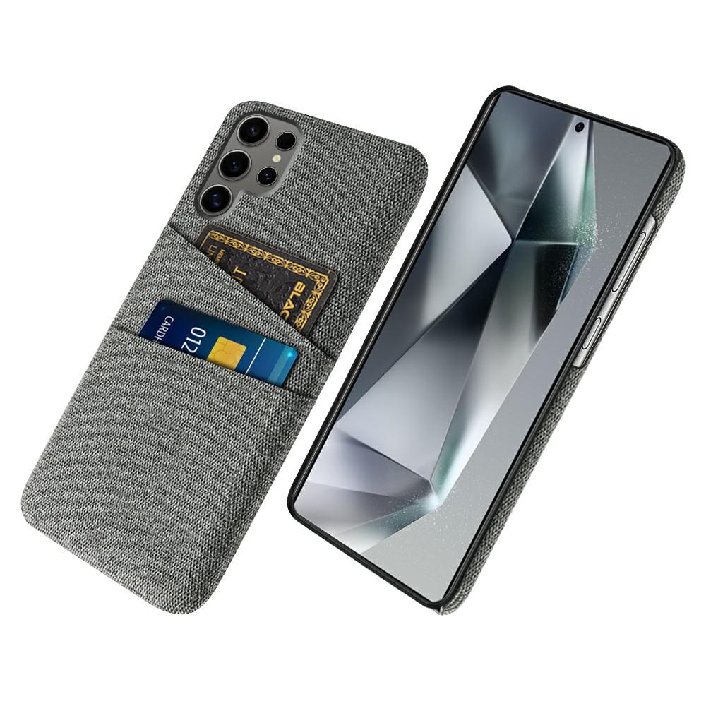 Чехол для Samsung Galaxy S25 Ultra Ткань+Твердый ПК Чехол для телефона с двойными слотами для карт