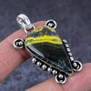 Bumblebee Jasper Gemstone Handmade 925 Sterling Silver Pendant 1.97" O9n03