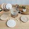 8Pcs Absorbent Coaster For Drinks Stylish Hand-made Round Woven Cup Mats Housewarming Present