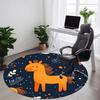 1PC Horse Winter Office Round Area Rug,  Mat Suitable ForOffice, Under Office Chairs Bedroom Living Room Home Decor, Room Deco