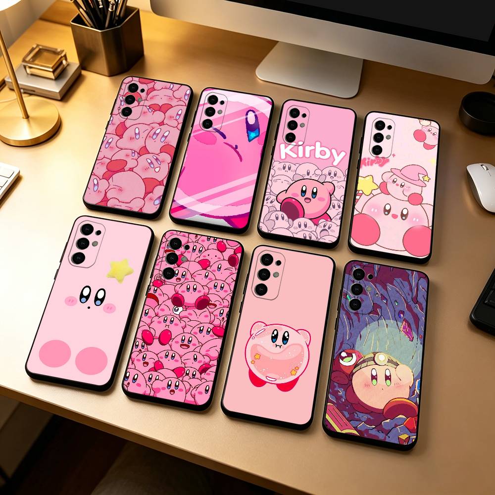 K-Kirbys-PC Cartoon Pink Phone Case For Samsung S25,S24,S21,S22,S23,S30,Ultra,S20,Plus,Fe,Lite,Note,10,Black Cover