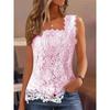 Квадратный воротник, Кружево, Безрукавный жилет, Футболка, Жилет, Женская одежда