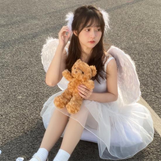 Костюм для косплея для девочек из перьев ангела и феи ручной работы для танцевальной вечеринки для взрослых