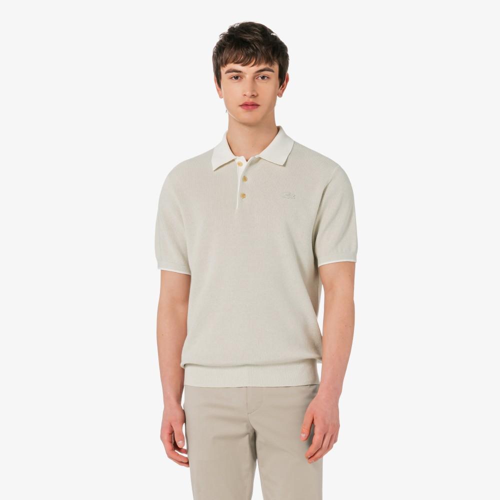 [lacoste] Men's Ribbed Collar Twisted Yarn Short Sleeve Sweater Polo Shirt PH943E-56GI18