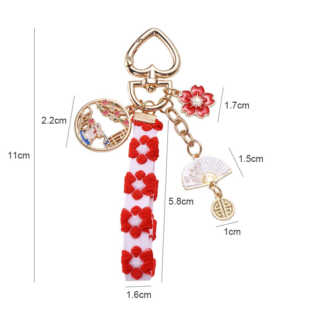 Fan Couple Pearl Rabbit Keychain Korean Style Pendant Women Backpack Decor Floral Zinc Zinc Alloy Keyring