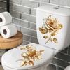 Beautiful Golden Flower Toilet Sticker Bathroom Toilet Cover Decorative Sticker Waterproof Self Adhesive