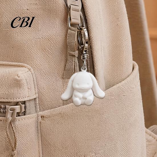 Bag Hanging Pendant 3D Printed Big Ear Bunny Keychain, Cute Cartoon Rabbit Charm Animal Key Ornament with Metal Ring, Kawaii Backpack Ring Accessory
