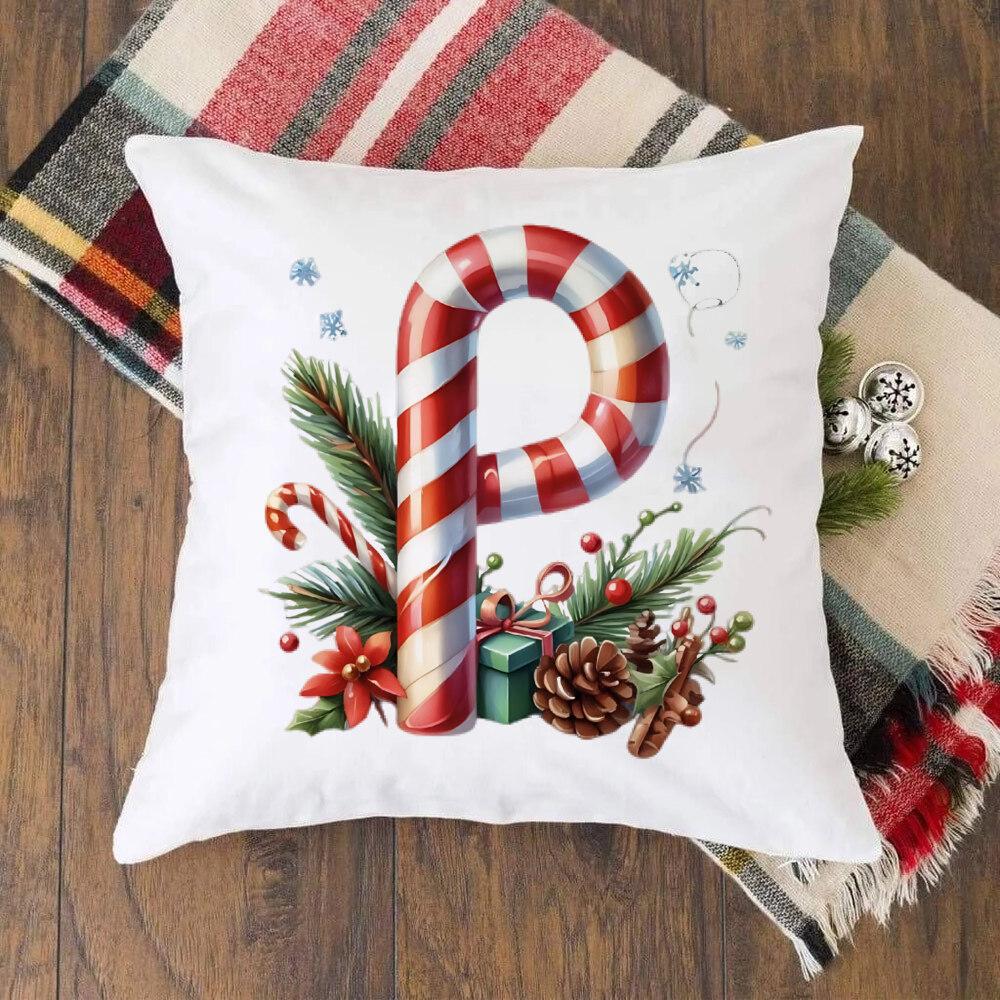 Чехол для подушки для детской спальни с рождественским рисунком 26 букв с Санта-Клаусом Чехол для подушки для дивана Рождественский декор для вечеринки Подарки для семейных детей