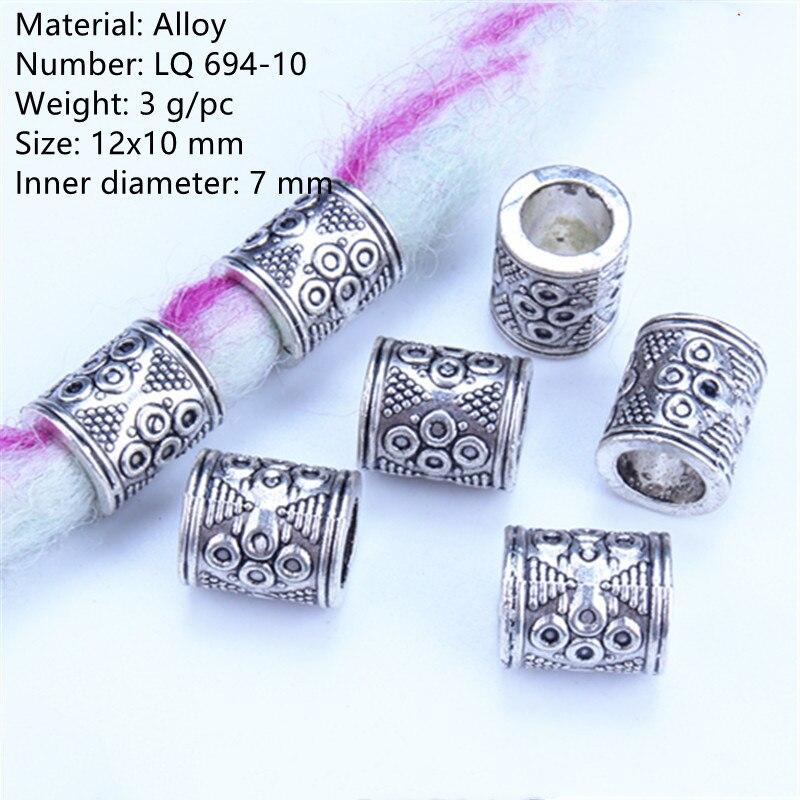 5pcs/bag Silver Metal Hair Rings Braid Dreadlocks Bead Hair Cuffs Dread Tube Charm Dreadlock for DIY Hair Accessaries