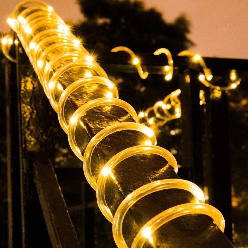 Outdoor Rainproof Solar LED String Lights - Colorful PVC Tube for Courtyard Decoration