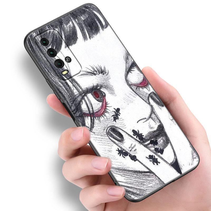 Japanese Horror Manga Black Phone Case For Xiaomi Redmi 7A 8A 9A 10A 11A 9C 10C 12C 13C 11 Prime A1 A2 Plus 12 4G Note 9T 12R