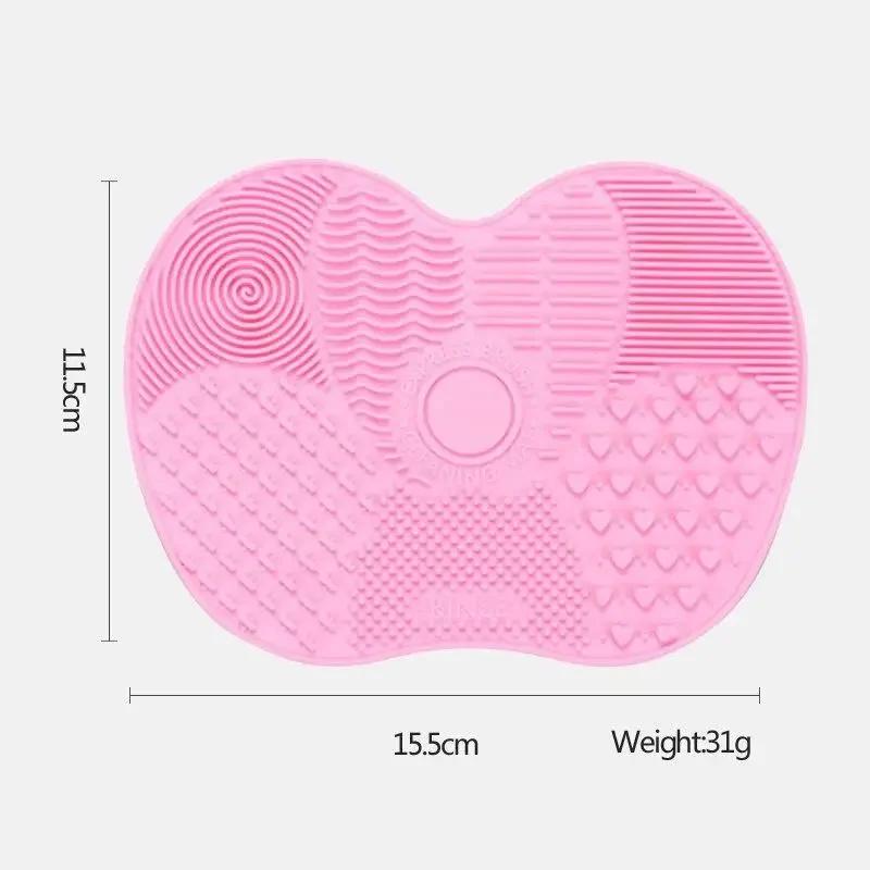 Multi Colored Silicone Makeup Brush Cleaning Pad Apple Shaped Suction Cup Beauty Brush Cleaning Pad Beauty Tool Cleaning Pads
