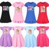 5156 Kids Girls Christmas New Year Mira Zoey Rumi Printed Ruffle Short Sleeves Casual Dress
