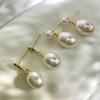 Большие серьги-гвоздики с жемчугом в форме капли воды и риса, натуральный пресноводный жемчуг, цельный, серебряная игла S925, французский ретро, элегантные, с очень сильным блеском