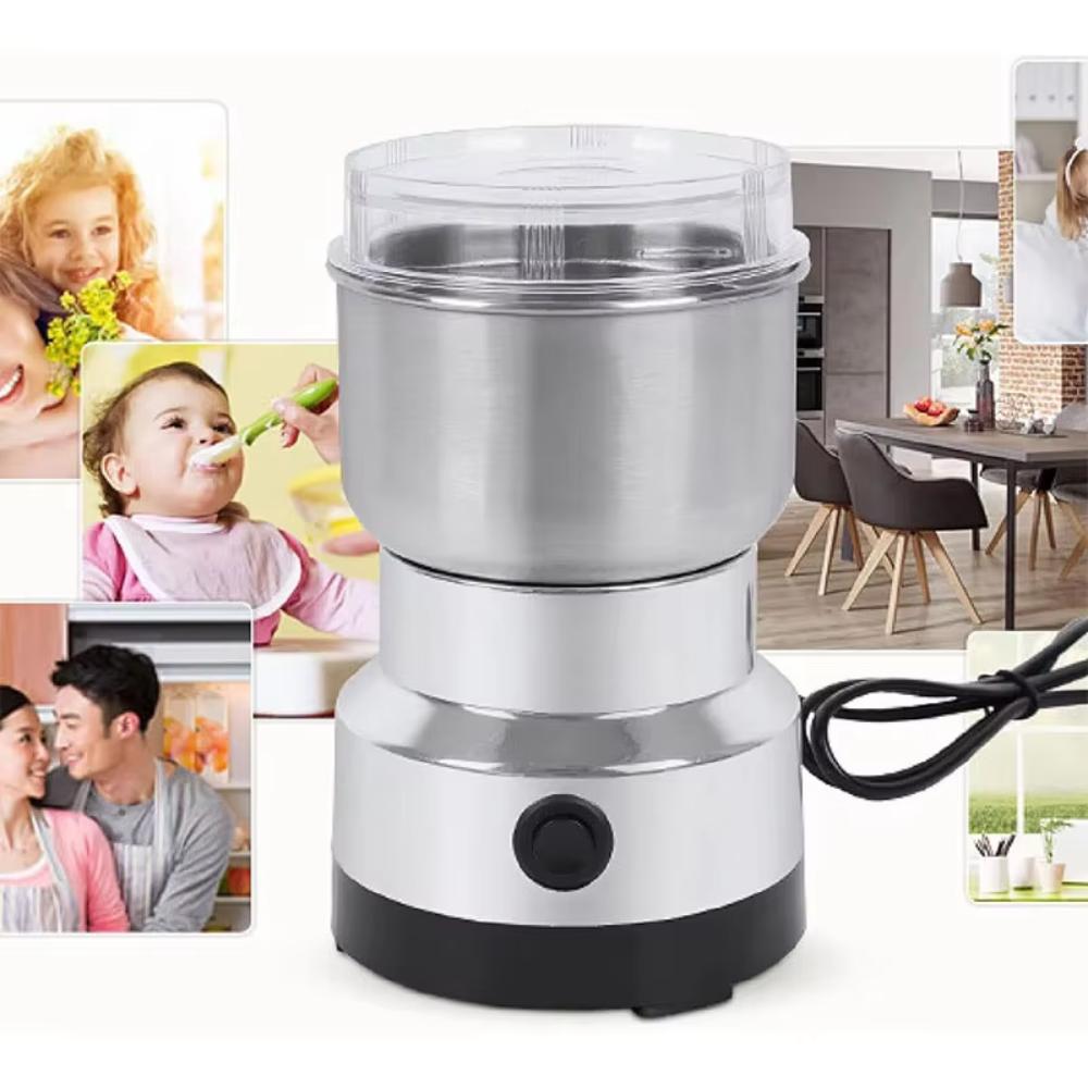 Stainless Steel Electric Coffee Grinder Transparent Lid Grain Mill Mini Spice Pepper Grinder  Nuts