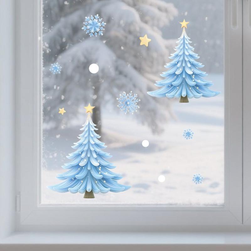 1/2/3/4/6/9 Листов Зимний Снеговик Санта Клаус Снежинка Наклейки на Статическом Электричестве Рождественские Наклейки на Окна Украшения Рождественский Декор