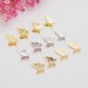10pcs 18K Gold-Packed Color-Preserving Three-Dimensional Butterfly Double-Ring Pendant, Single-Hanging Diy Handmade,, Bracelet Accessories.