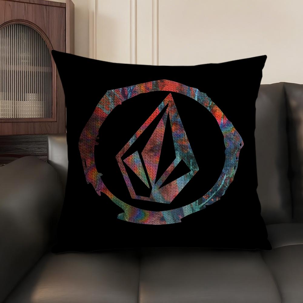 Fashion VVolcomS LOGO Cushion Cover Natural Linen Organic Fabric DoubleSided Printing Sofa Home Decor Gift Pillow Case