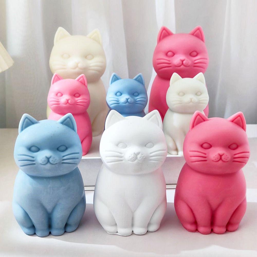 Sitting Cat Candle Mold 3D Soap Mould Epoxy Resin Cat Silicone Mold  Candle Making