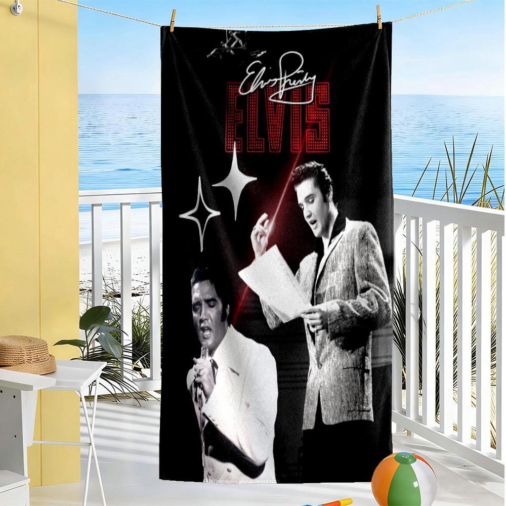Elvis: Iconic Legend Beach Towel High Absorbency & Quick-Dry Comfortable Lightweight Suitable for Swimming, Gym, Camping, Yoga Vacation