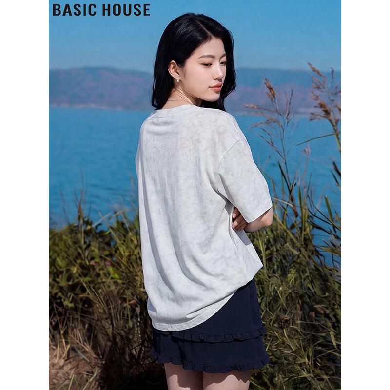 Basic House Women's Loose Printed Short Sleeve T-Shirt