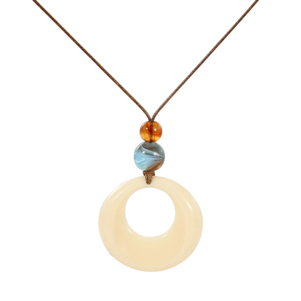 Модные круглые полые кулоны-ожерелья из смолы для женщин и девушек, винтажные длинные веревочные цепочки для свитеров, аксессуары для праздничных украшений