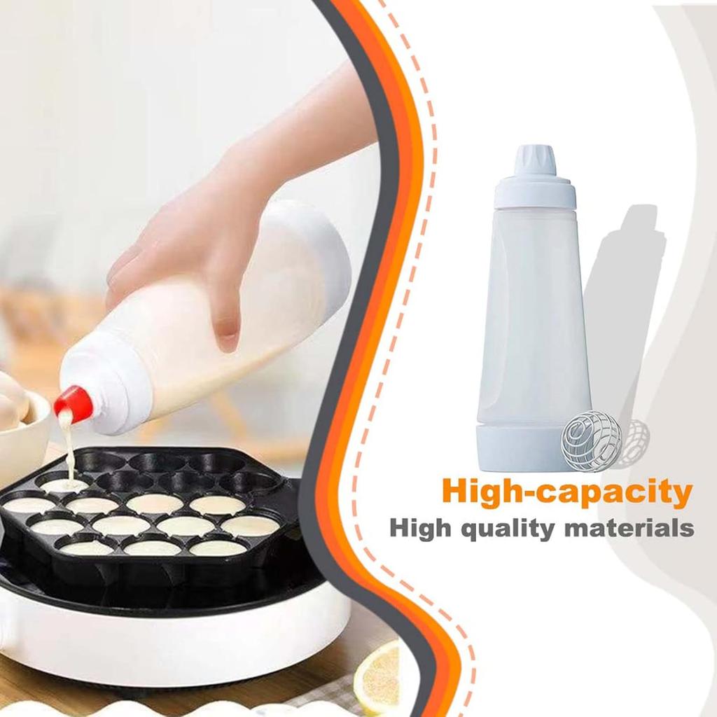 Pancake Batter Dispenser, Pancake Mix Dispenser with Whisk Ball and Stand Base, Pancake Batter Mixer with BlenderBall for Pancakes, Crepes, Waffle