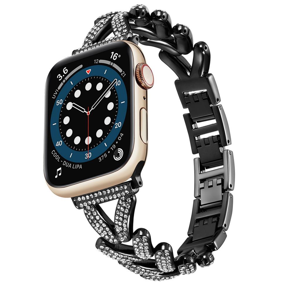 KALEBOL Zinc Alloy Strap for Apple Watch Ultra 3 2 1 49mm/Series 11 10 46mm/9 8 7 45mm/SE3 SE2 SE 6 5 4 44mm/3 2 1 42mm Watch Band Rhinestone Decor
