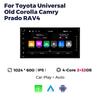 2din Android автомобильный радиоприемник мультимедийный проигрыватель CarPlay авто стерео для Toyota VIOS CROWN CAMRY HIACE PREVIA COROLLA RAV4 универсальный GPS