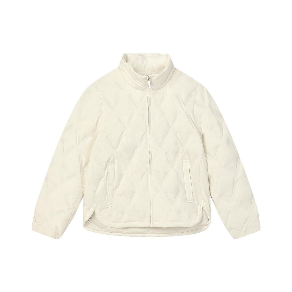 Fila Emerald Solid Color Casual Loose Stand Collar Thin Down Jacket Women Jacket Mist-Lotus-White F11W344927F-IV