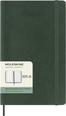 Ежедневник Moleskine 2025, с началом в июле, 18-месячный, еженедельный, с мягкой обложкой, большого размера (13см Ш x 21см В), Миртовый зеленый, DSK1518WN3Y26