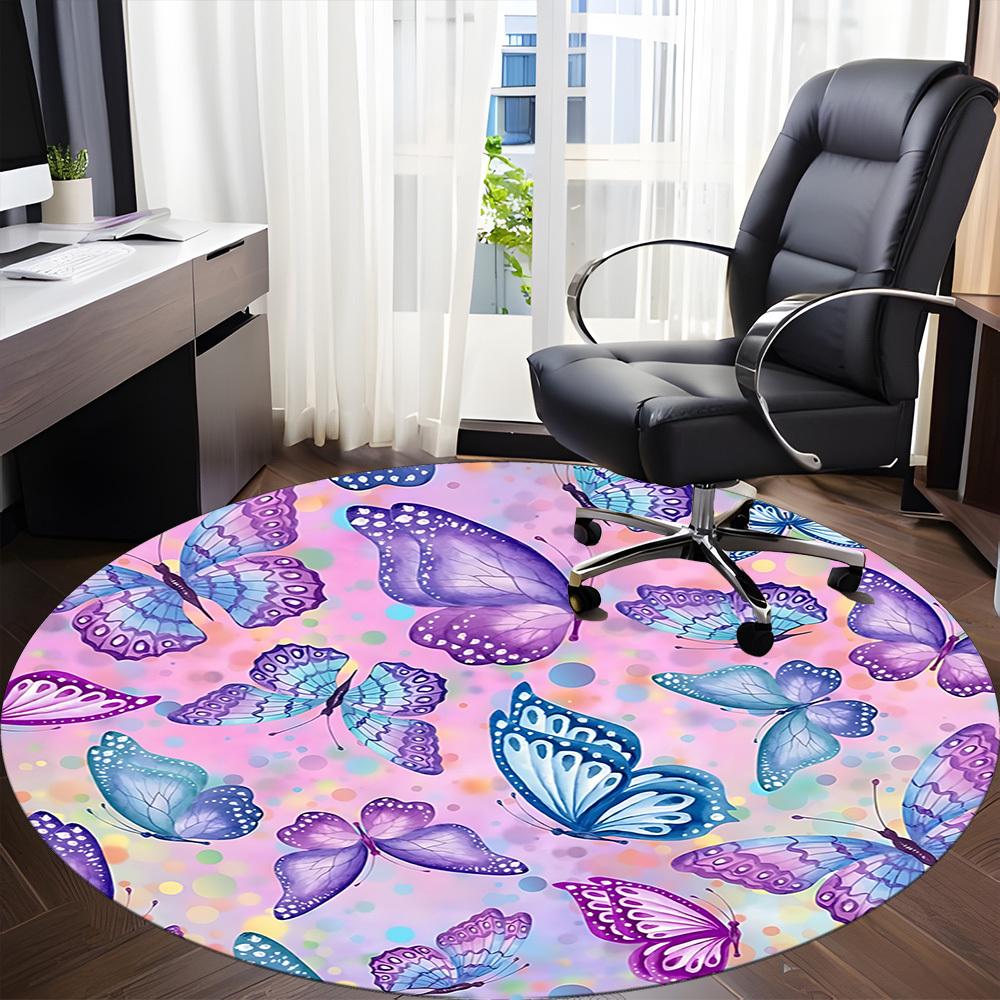 1pc Butterfly Print Chair Carpet for Office Machine Washable Rug for Office, Good Gift for Family or Friends yy251225230