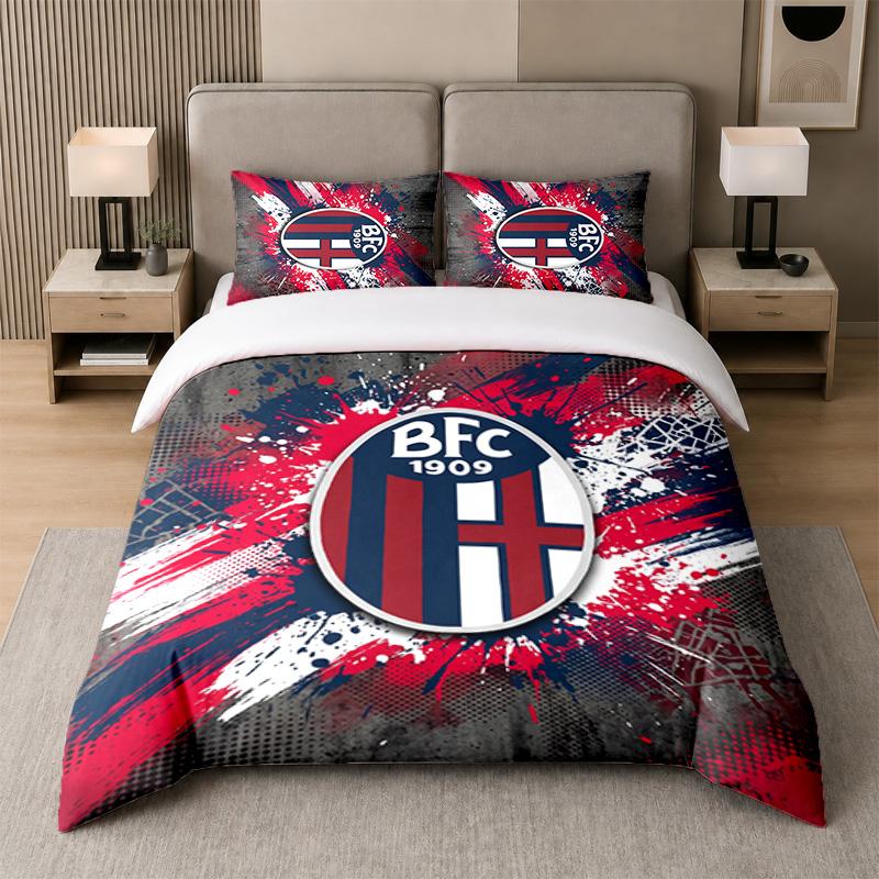 3Pcs Bedding SetBologna FC Soft Bed Sheet and Two Pillowcases Home Bedroom Decor