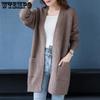 Spring and Autumn Women's Sweater Knitted Cardigan Medium Length Long Sleeve Loose Outer Korean Edition Sweater