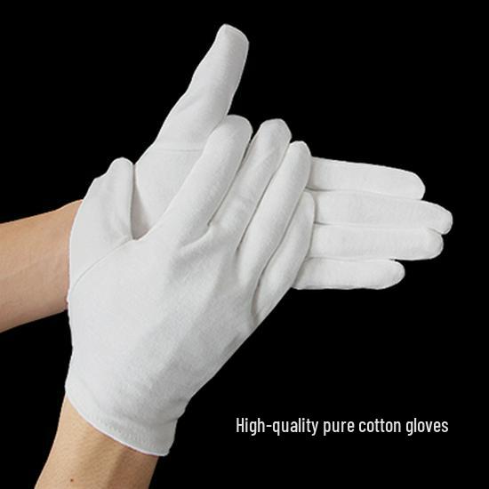 Unisex White Cotton Gloves for Beads and Driving - Breathable, Sweat-Resistant, Summer Wear