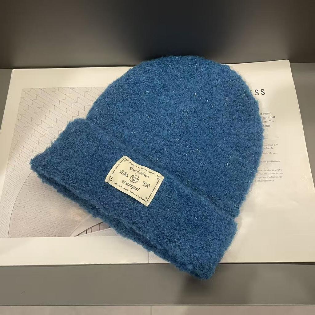 Вязаная шапка-патч для женщин на осень и зиму, теплая и защищающая уши, мягкая и восковая, утолщенная плюшевая шерстяная шапка, демонстрирующая модное лицо