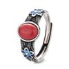 Southern Red Flower Ring Women 'S Retro Advanced New Chinese Expressive Creative Forests