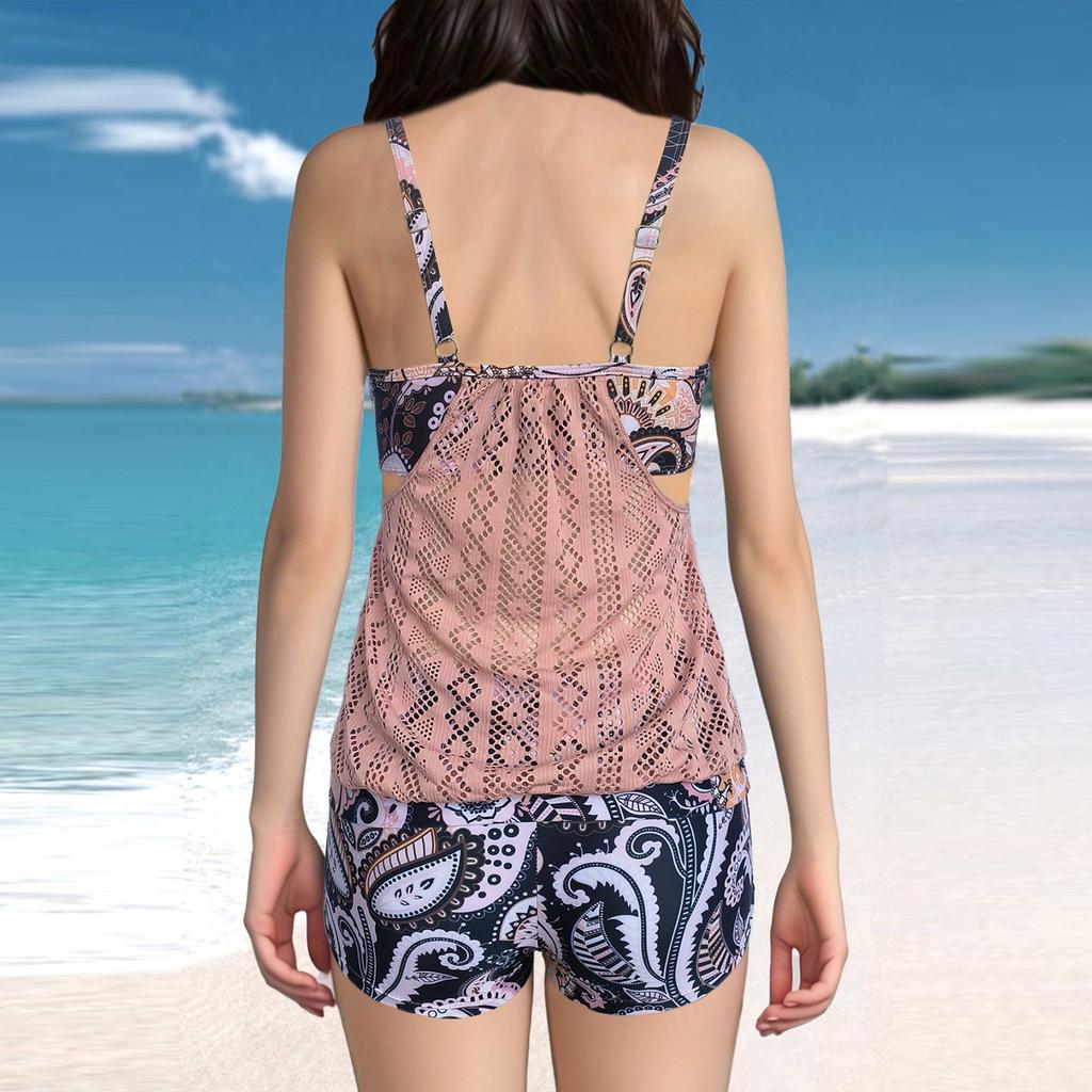 Женский сексуальный купальник с подтяжками и напечатанным раздельным купальником