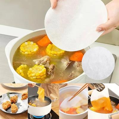 50 шт. Одноразовые жировпитывающие салфетки для кухни, безопасные для пищевых продуктов, для впитывания жира при жарке и из супов, круглые фильтрующие листы