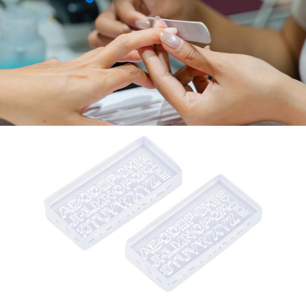 3D Letters Nail Art Silicone Mold Transparent 26 Alphabet Nail Carving Mold for Resin Crafts