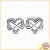 Сверкающие серьги-гвоздики с бесконечным сердцем, модные серьги из стерлингового серебра 925 пробы, женский модный бутик, подарок на годовщину, подарок на день рождения